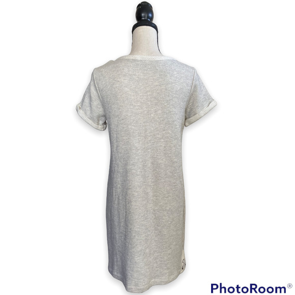 Style & Co Heather Gray Short Sleeve Lace Up French Terry Dress - Picture 5 of 9